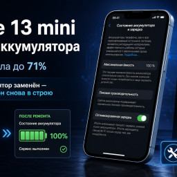 iPhone 13 mini замена аккумулятора (ёмкость упала до 71%)